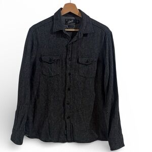 Grayers Dark Gray Cotton Button-Up Shirt Herringbone Medium
